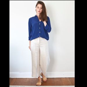 Everlane relaxed silk blue shirt size 4